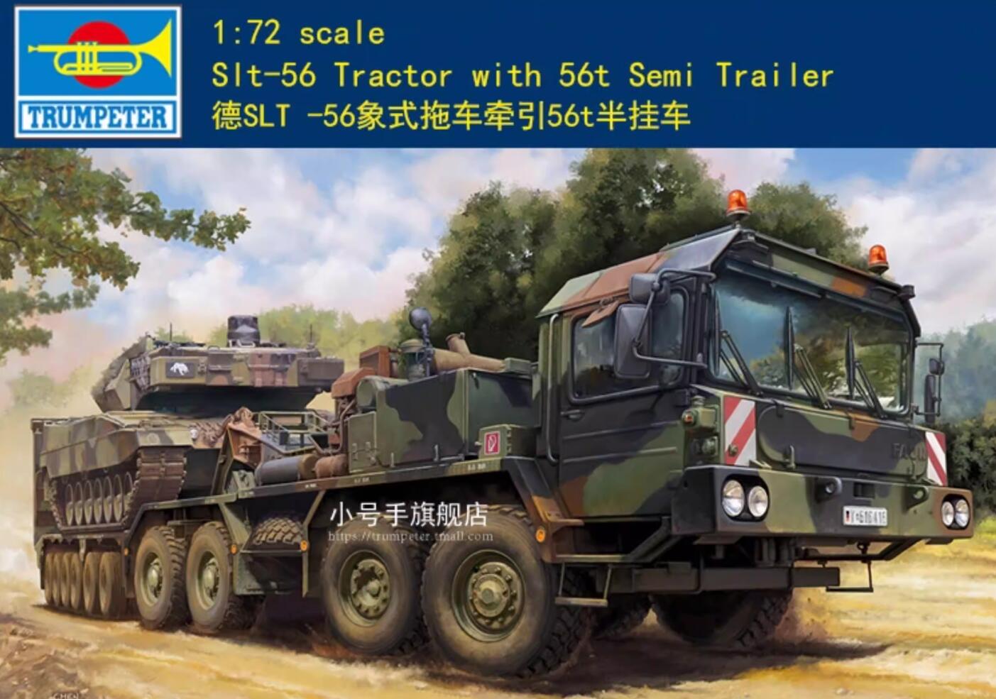 Trumpeter 07196 1/72 Scale Slt-56 Tractor with 56t Semi Trailer Model Kit