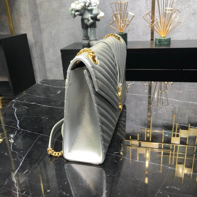 Replica Saint Laurent Metallic Silver Large Envelope Chain Bag 396910