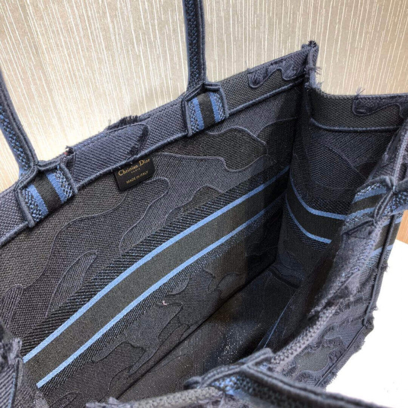 Replica Christian Dior Book Tote Blue Camouflage Embroidery M1286