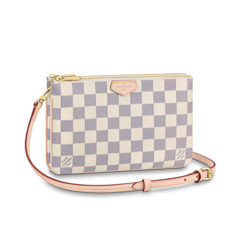 Replica Louis Vuitton Damier Azur Double Zip Pochette N60460