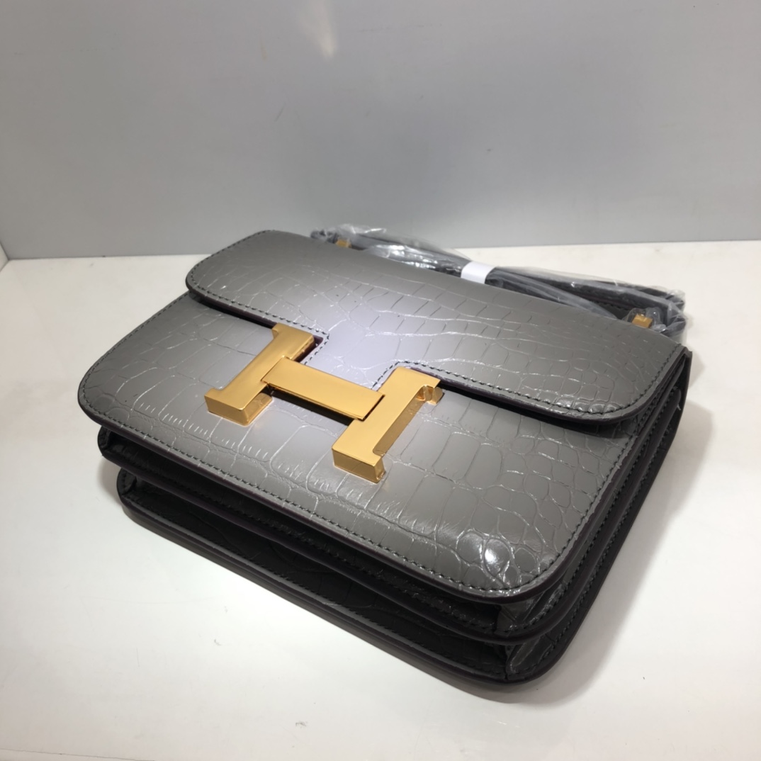 Replica Hermes Constance Crocodile Leather Pattern Cross Body Bag