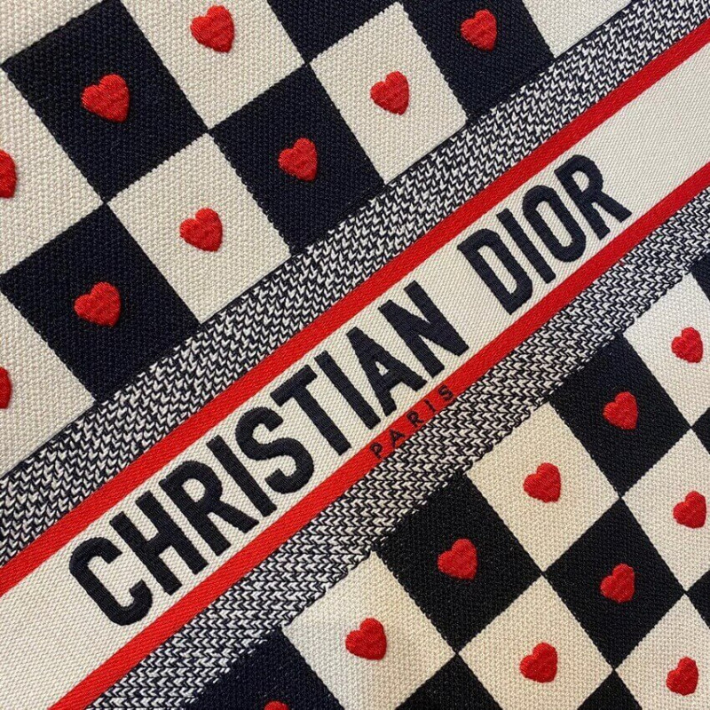 Replica Christian Dior Dioramour Book Tote D-Chess Heart Embroidery M1286