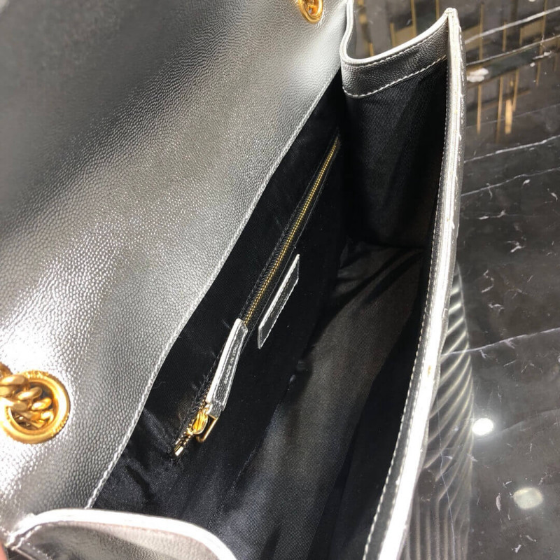 Replica Saint Laurent Metallic Silver Large Envelope Chain Bag 396910