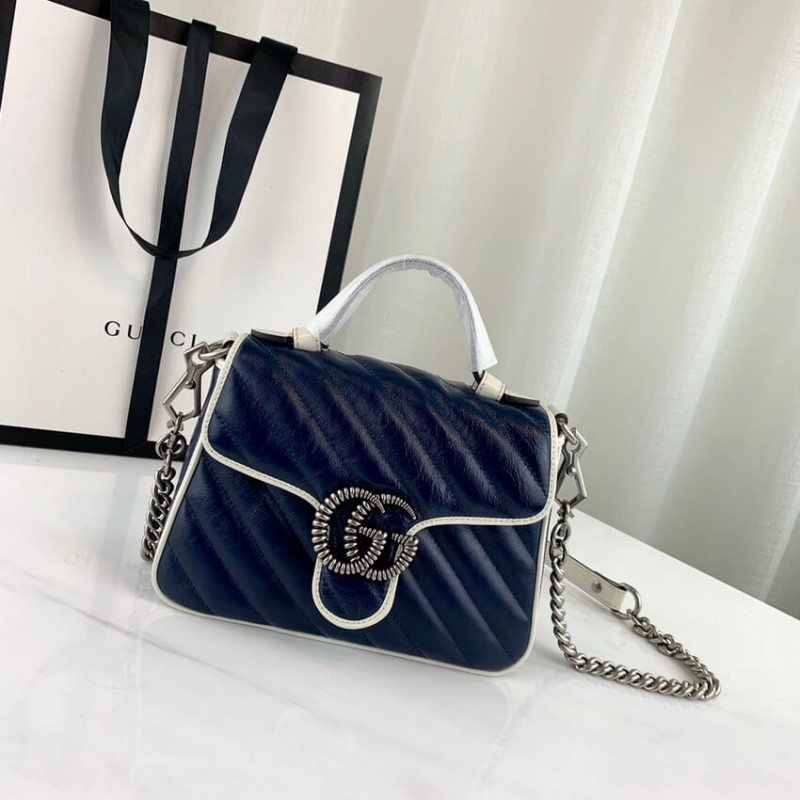Replica Gucci Gg Marmont Mini Top Handle Bag 583571 Blue