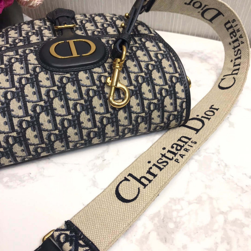 Replica Christian Dior Large Dior Bobby Bag In Blue Dior Oblique Jacquard M9320