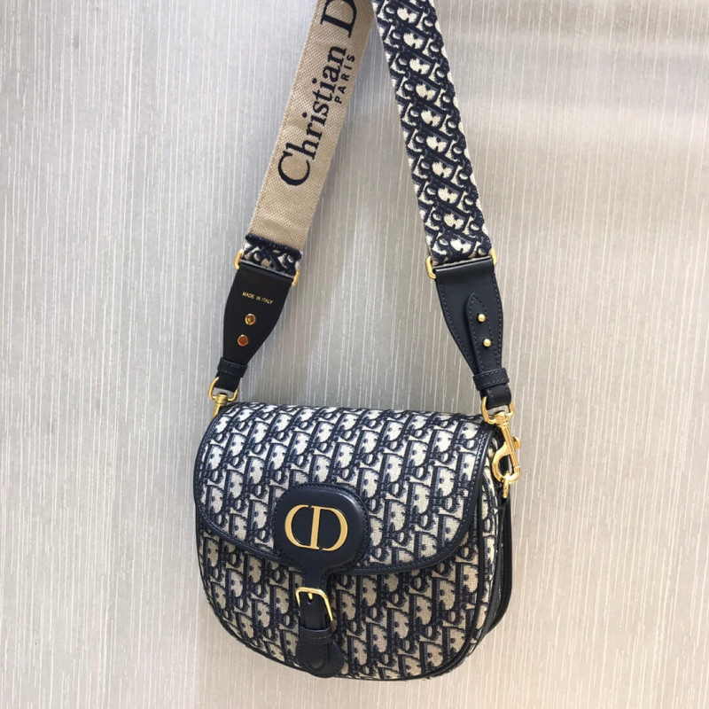 Replica Christian Dior Large Dior Bobby Bag In Blue Dior Oblique Jacquard M9320