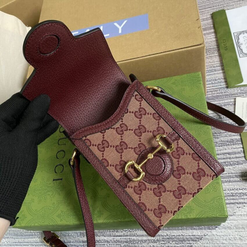 Replica Gucci Horsebit 1955 Mini Bag 625615 In Burgundy Gg Canvas