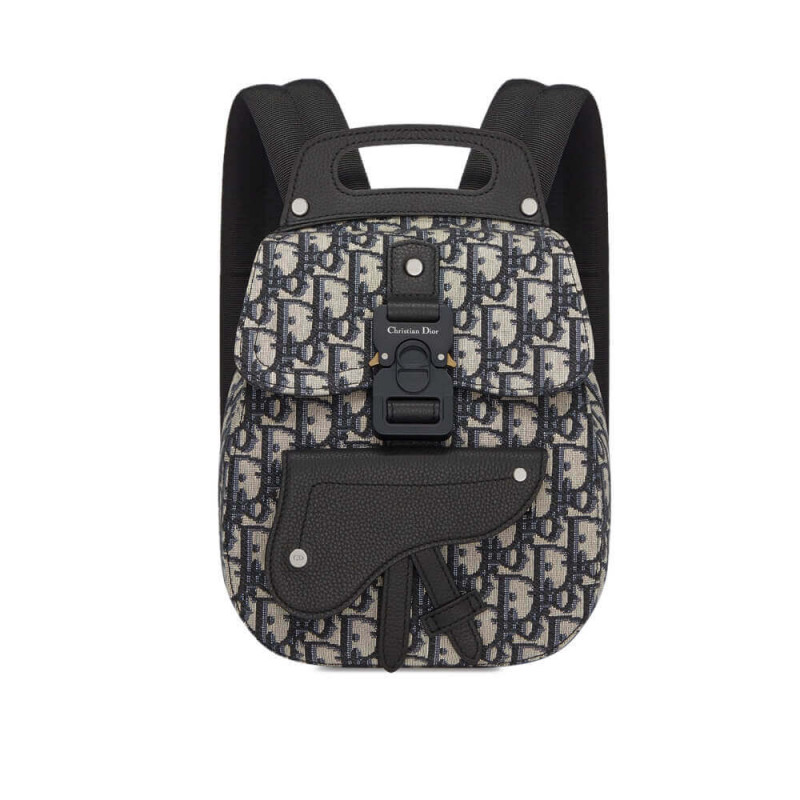 Replica Christian Dior Mini Saddle Backpack Navy Blue Dior Oblique Jacquard 1Ad086