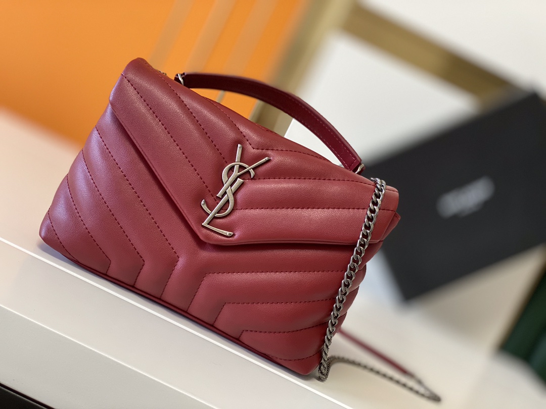 Replica Ysl Loulou Small Bag In Matelasse  Y  Leather- Black/Beige/Red