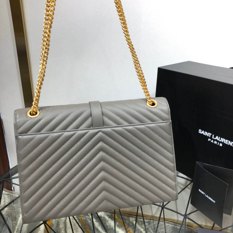 Replica Saint Laurent Grain Leather Large Envelope Chain Bag 396910