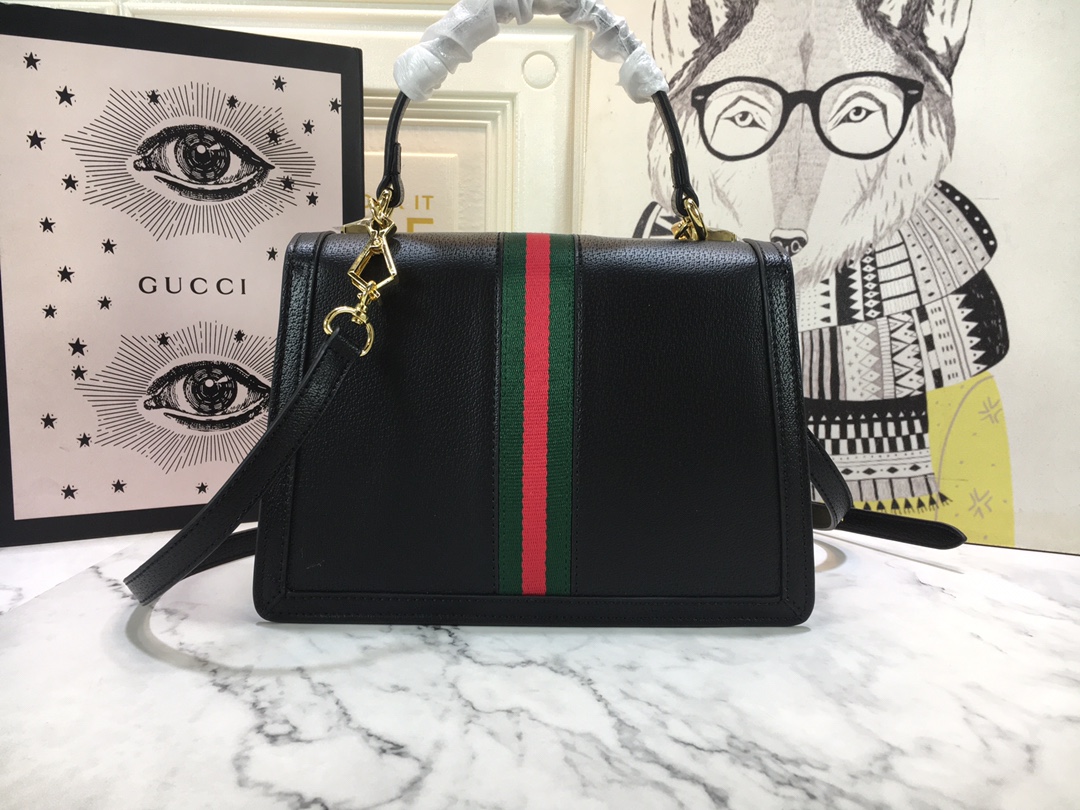 Replica Gucci Ophidia Small Top Handle Bag With Web Black/White