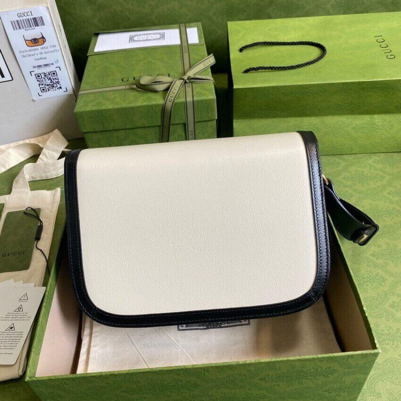 Replica Gucci Horsebit 1955 Small Bag 602204 In White/Sand Leather