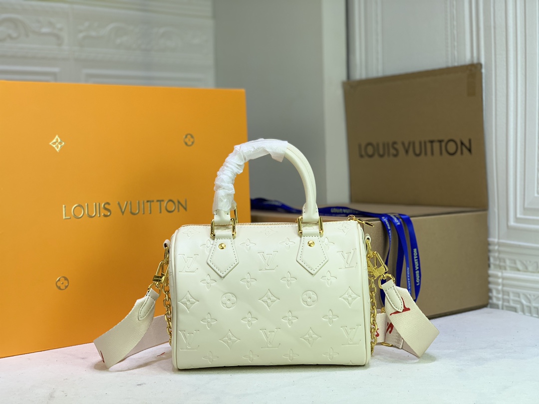 Replica Louis Vuitton Limited Edition Speedy Bandouliere 22 White/Pink