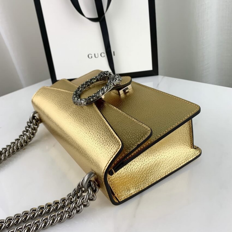 Replica Gucci Dionysus Small Shoulder Bag In Gold Lame Leather 499623