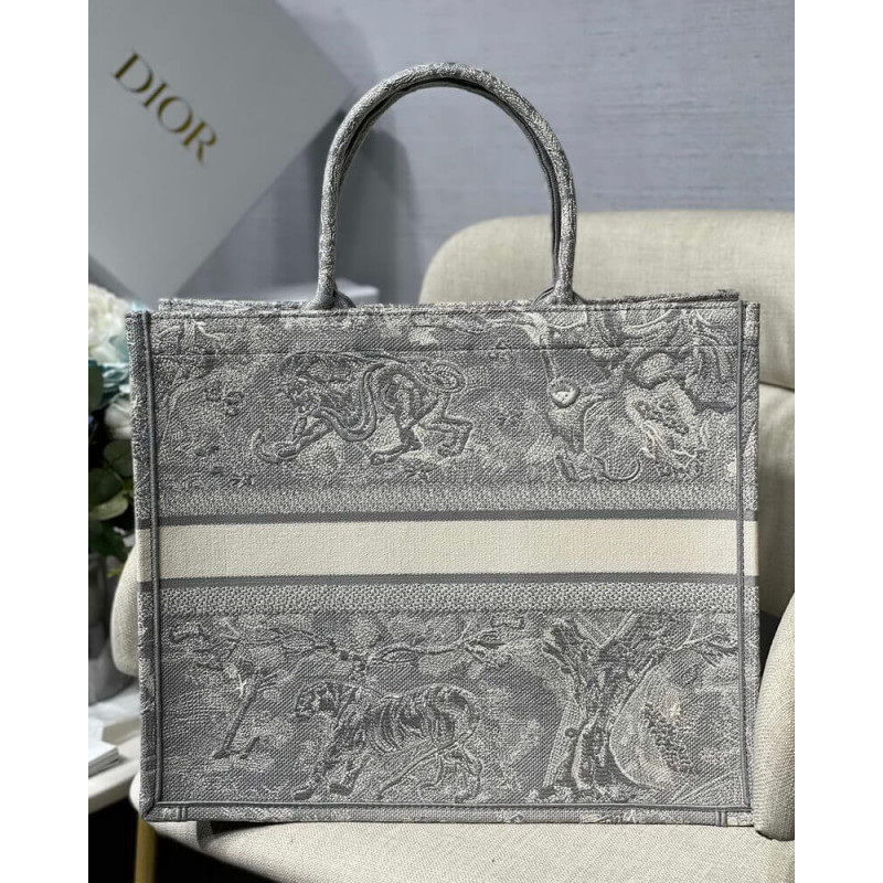 Replica Christian Dior Book Tote Grey Toile De Jouy Bag M1286