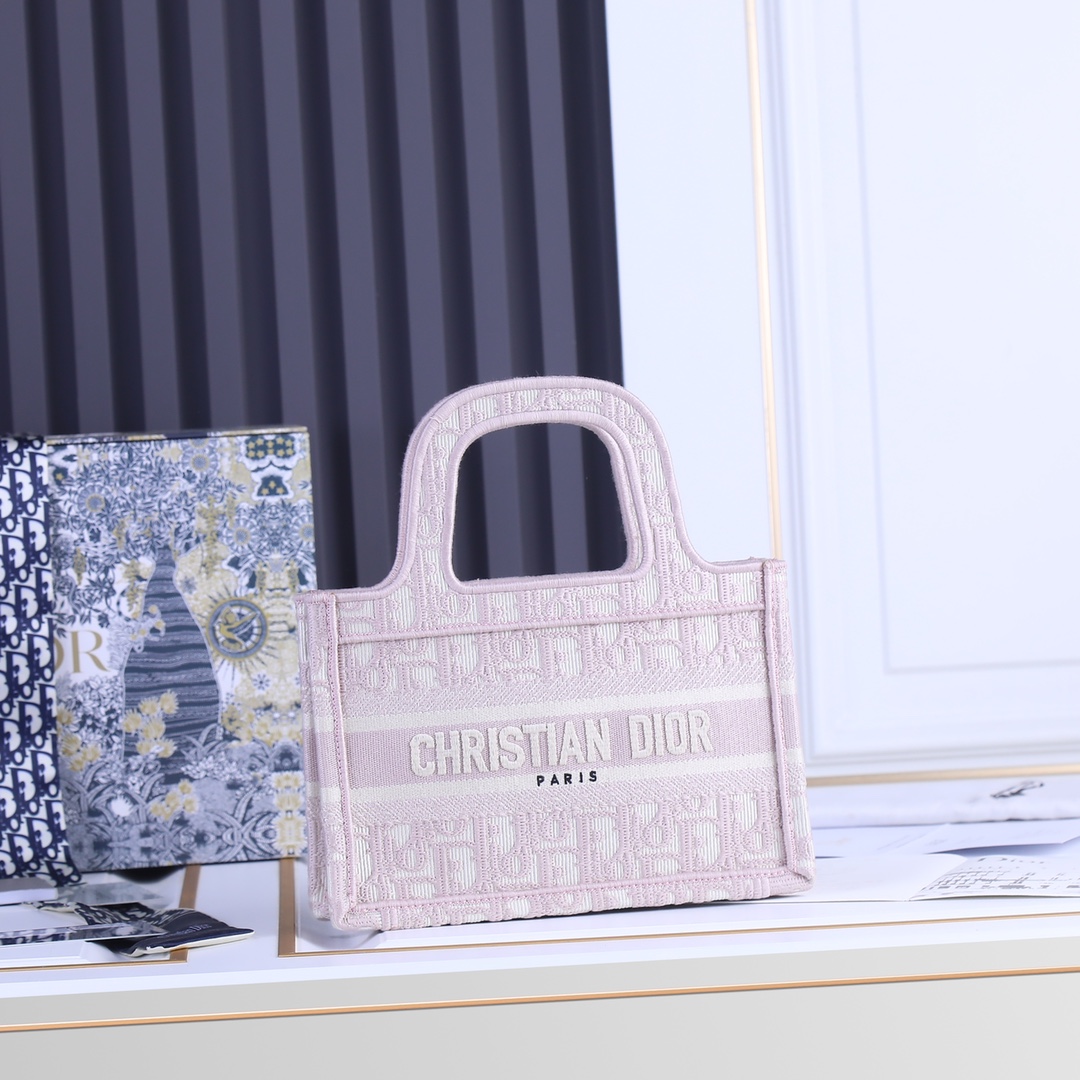 Replica Dior Oblique Embroidery Mini Book Tote