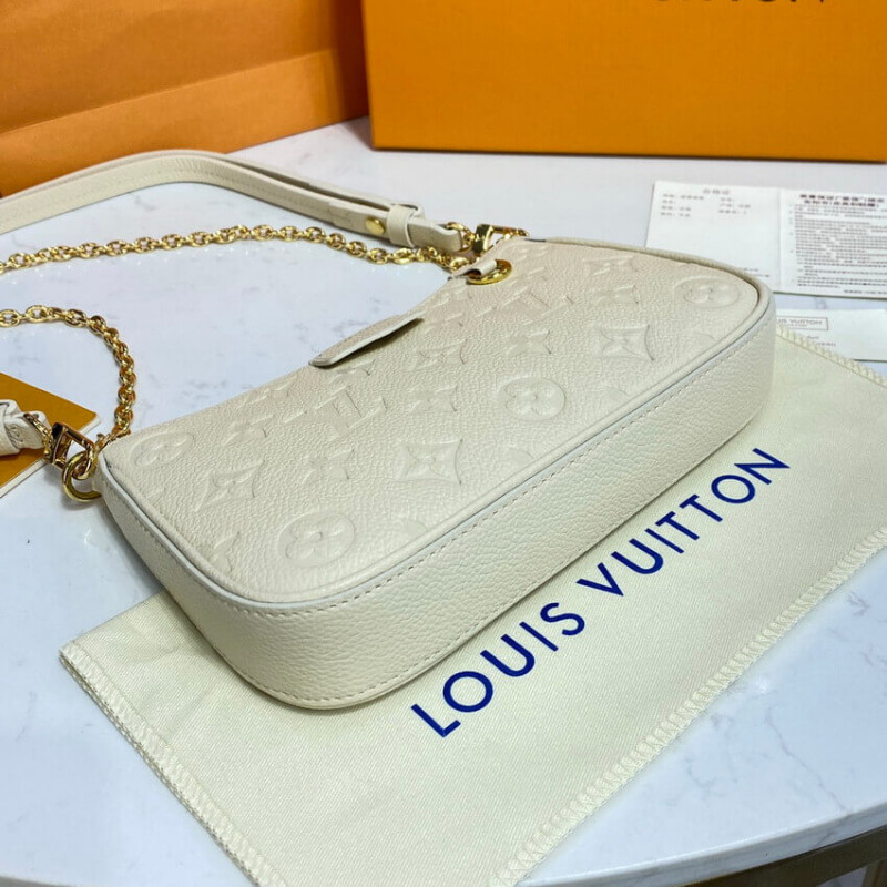 Replica Louis Vuitton Monogram Empreinte Easy Pouch On Strap M81066 Creme Aaa