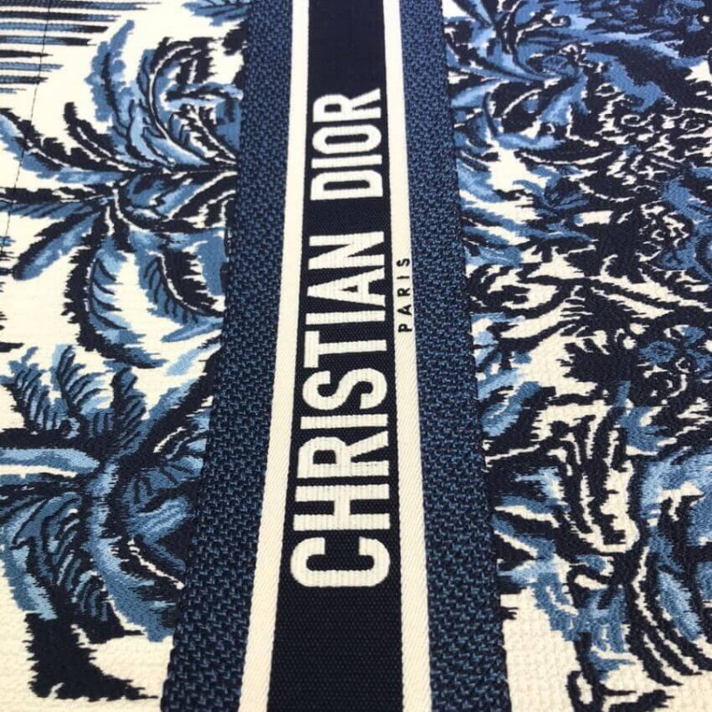 Replica Dior Book Tote In Blue Palms Embroidery M1286