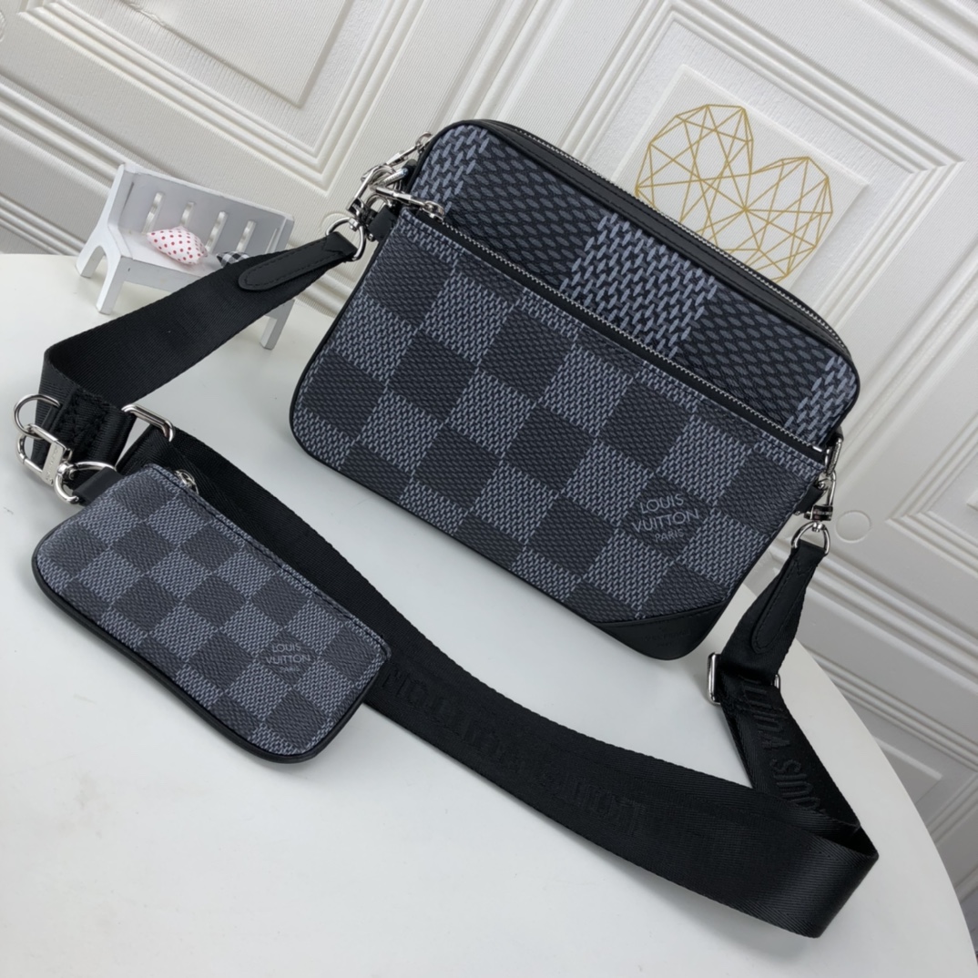 Replica Louis Vuitton Trio Messenger N50017 Black/Grey