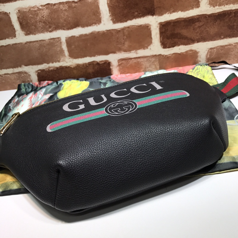 Replica Gucci Leather Belt Bag 493869 Black/White