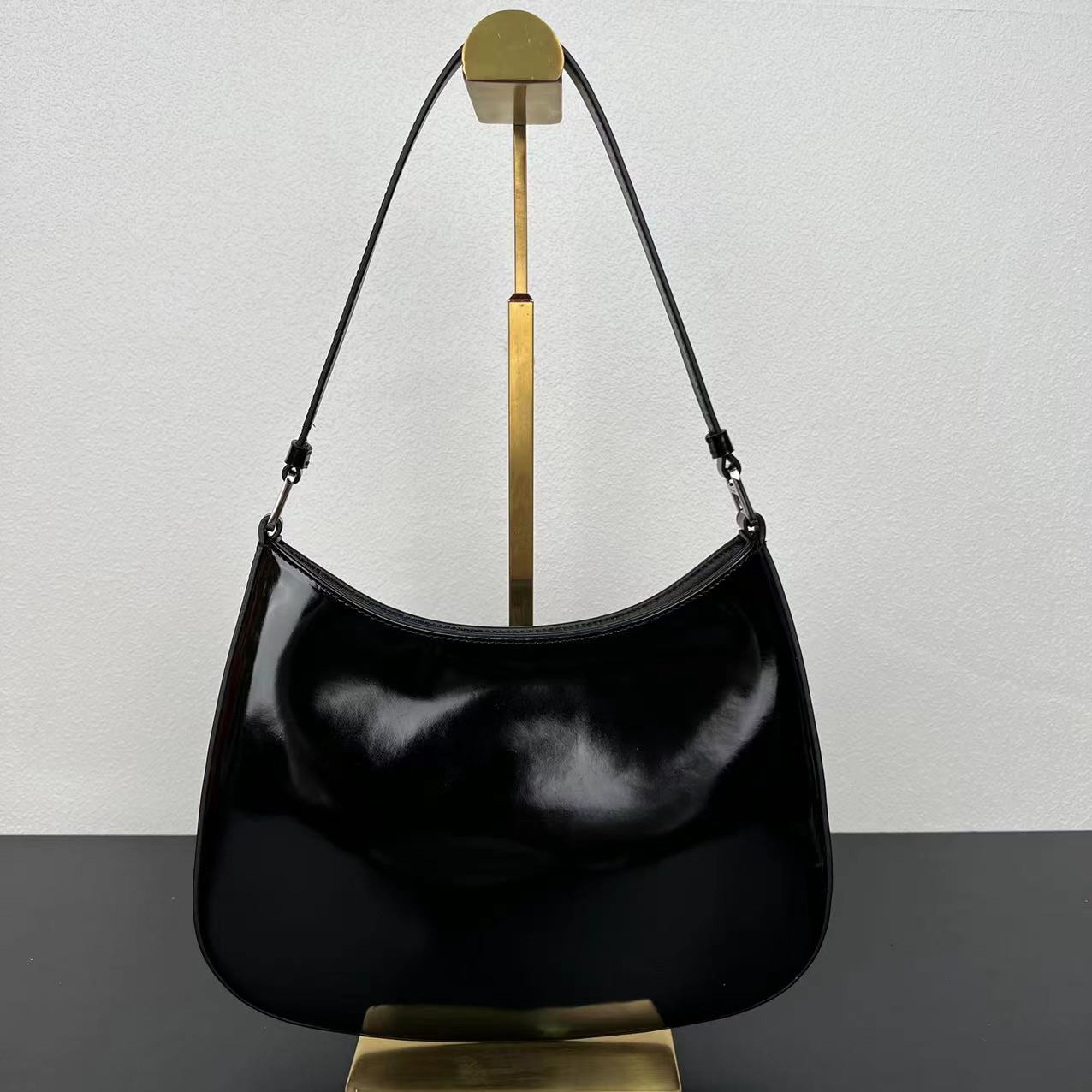 Replica Prada Cleo Brushed Leather Shoulder Bag With Flap 1Bc499 Black/Silver