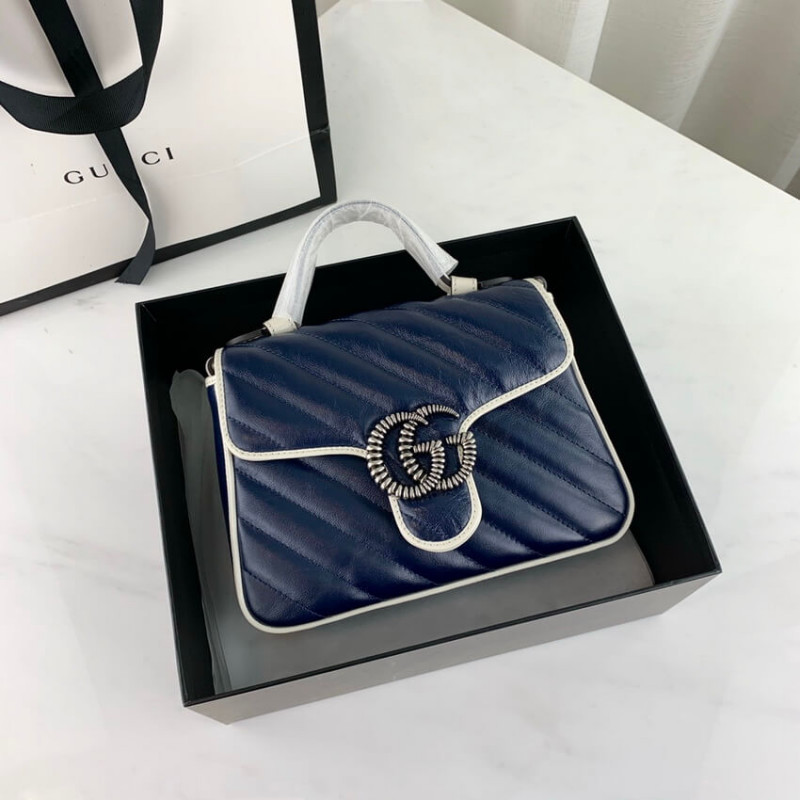 Replica Gucci Gg Marmont Mini Top Handle Bag 583571 Blue