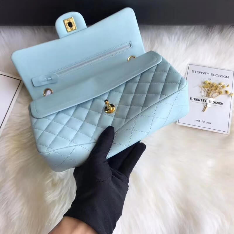 Replica Chanel 1112 Tiffany Blue Medium Size 2.55 Lambskin Leather Flap Bag