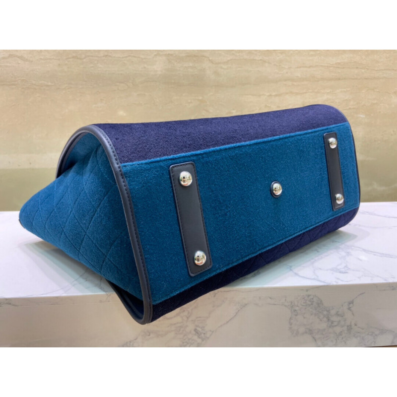 Replica Chanel Wool Felt Deauville Shopping Bag A60598 Blue