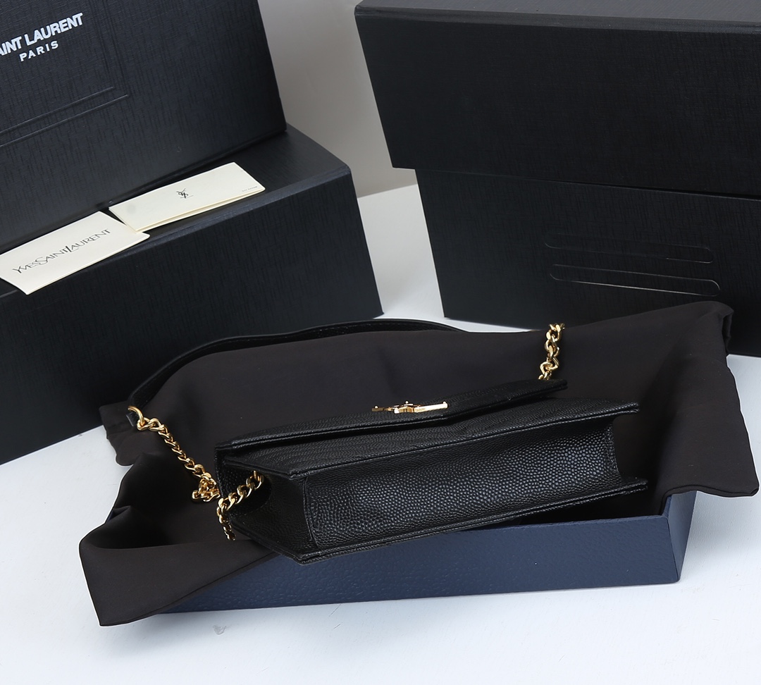 Replica Ysl Envelope Chain Wallet In Grain De Poudre Embossed Leather 1888