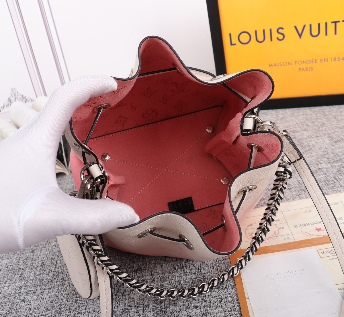 Replica Louis Vuitton Adorable Bella Bucket Bag Pink/Blue