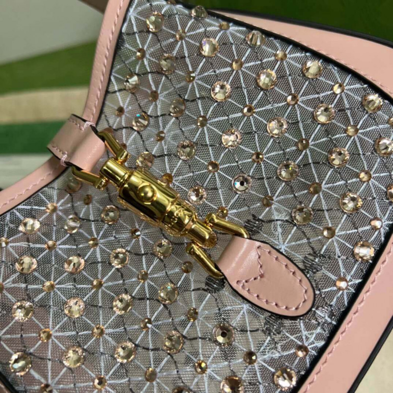 Replica Gucci Jackie 1961 Mini Crystal Gg Should Bag 677027 Black