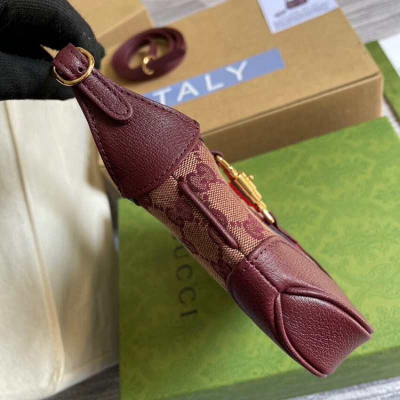 Replica Gucci Jackie 1961 Mini Shoulder Bag 637092 In Burgundy Gg Canvas