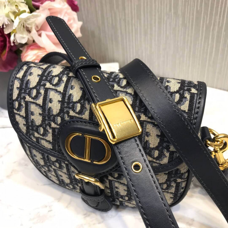 Replica Christian Dior Small Dior Bobby Bag In Blue Dior Oblique Jacquard M9317