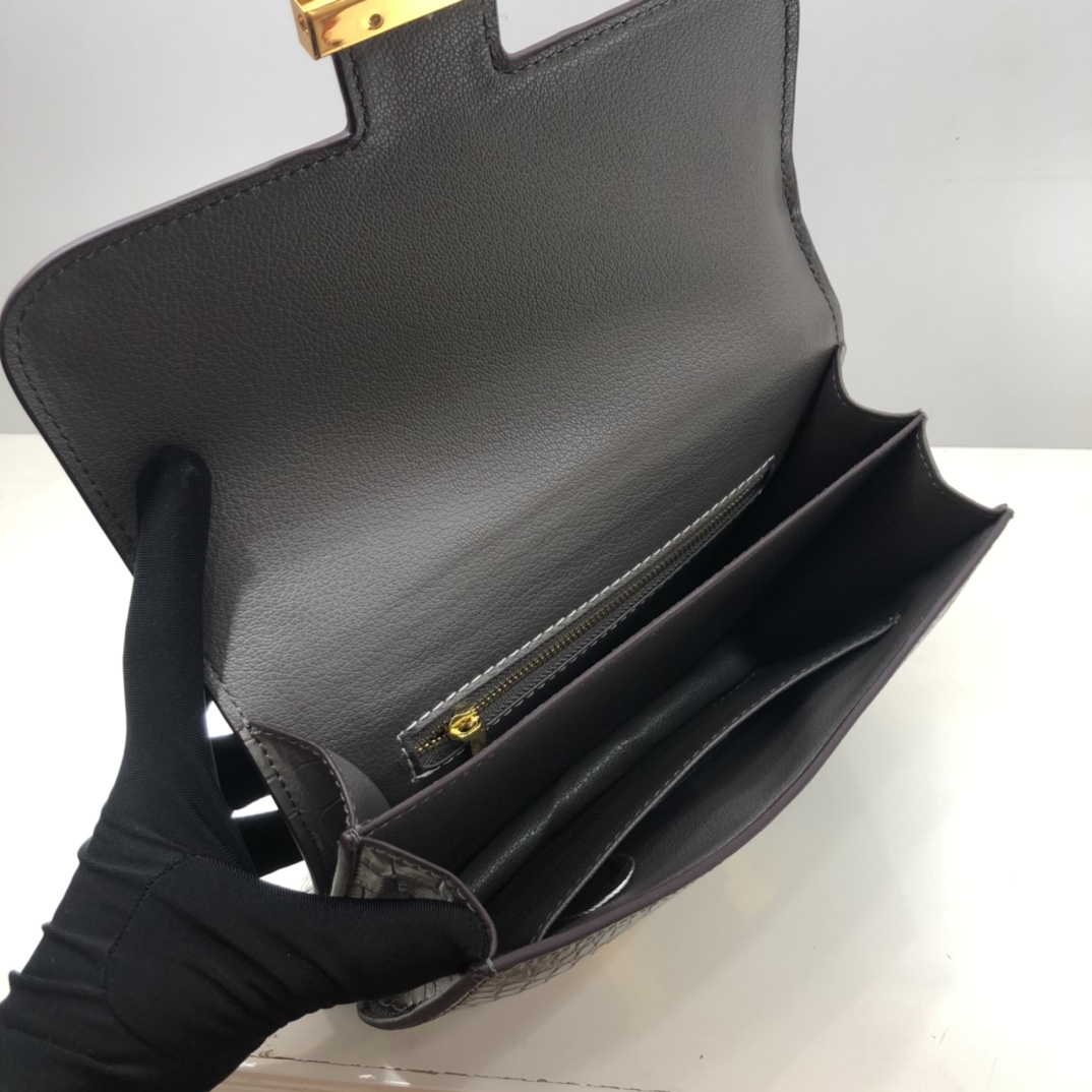 Replica Hermes Constance Crocodile Leather Pattern Cross Body Bag