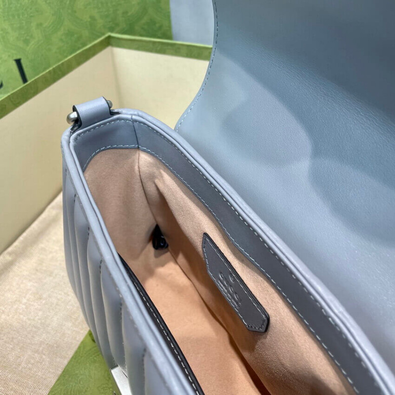 Replica Gucci Gg Marmont Grey Matelasse Leather Mini Top Handle Bag 583571