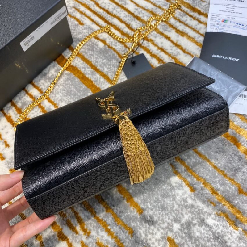 Replica Ysl Saint Laurent Kate Medium With Tassel In Grain De Poudre Leather 354119 Black