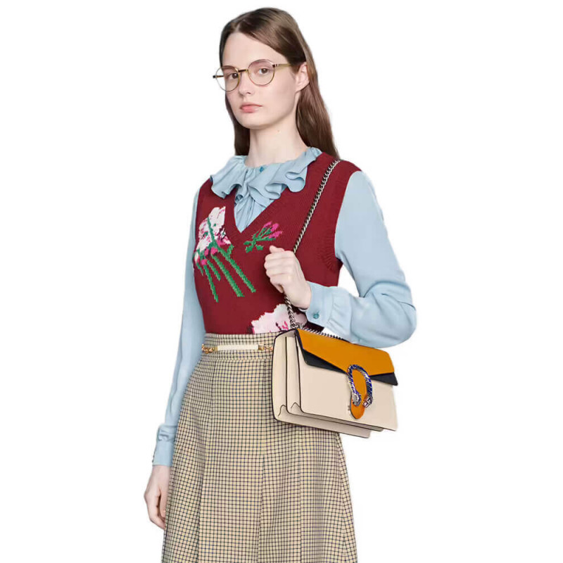 Replica Gucci Dionysus Small Shoulder Bag 400249 Orange White Leather