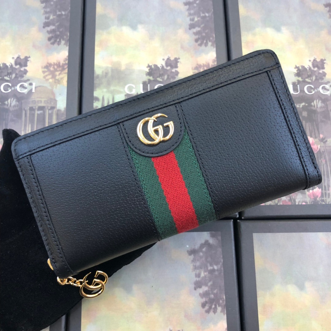 Replica Gucci Ophidia Zip Around Wallet Black/White