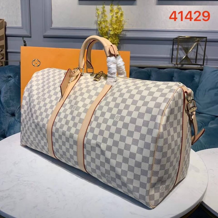 Replica Louis Vuitton Damier Azur Keepall Bandouliere 55 N41429