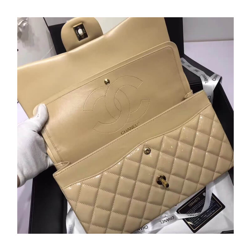 Replica Chanel Pantent Leather 30Cm Classic Flap Bag A1113