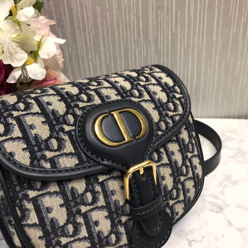 Replica Christian Dior Small Dior Bobby Bag In Blue Dior Oblique Jacquard M9317