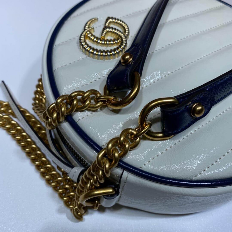 Replica Gucci Gg Marmont Mini Round Shoulder Bag 550154 White