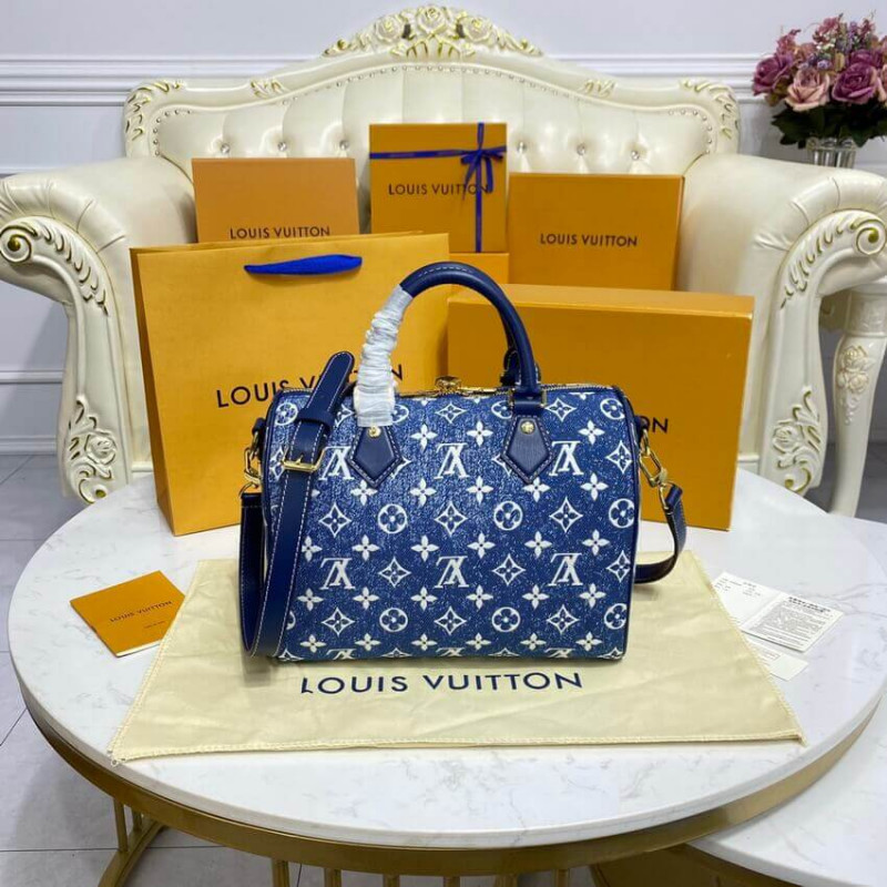 Replica Louis Vuitton Monogram Jacquard Denim Speedy Bandouliere 25 M59609