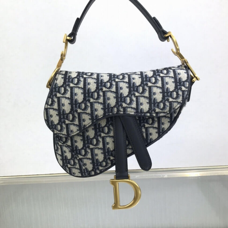 Replica Dior Mini Saddle Bag Blue Oblique Jacquard M0447