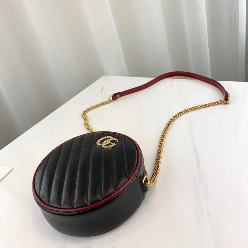 Replica Gucci Gg Marmont Mini Round Shoulder Bag 550154 Black