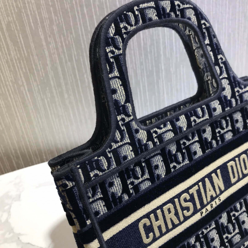Replica Dior Oblique Embroidered Velvet Mini Book Tote S5475Z