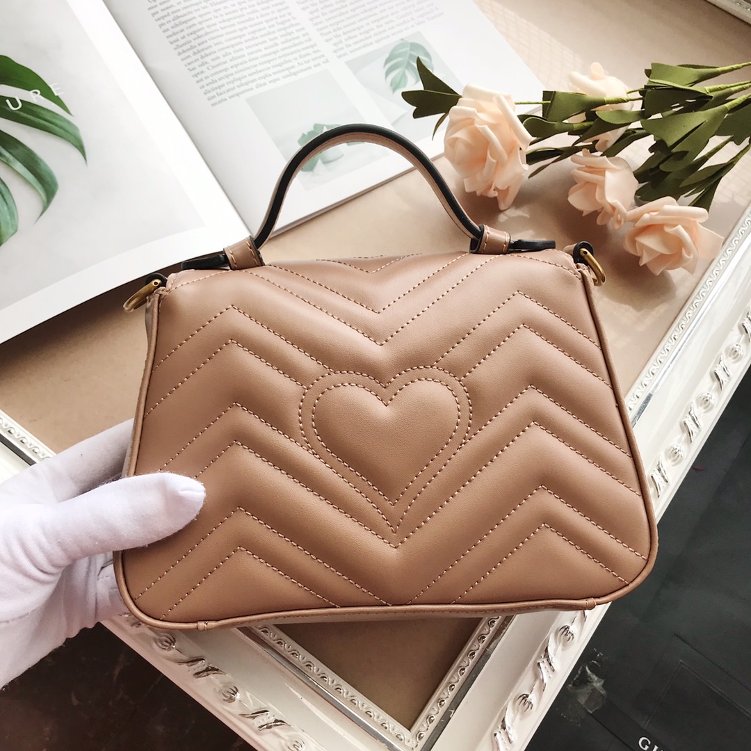 Replica Gucci Marmont Top Handle Bag Black/Brown/Green