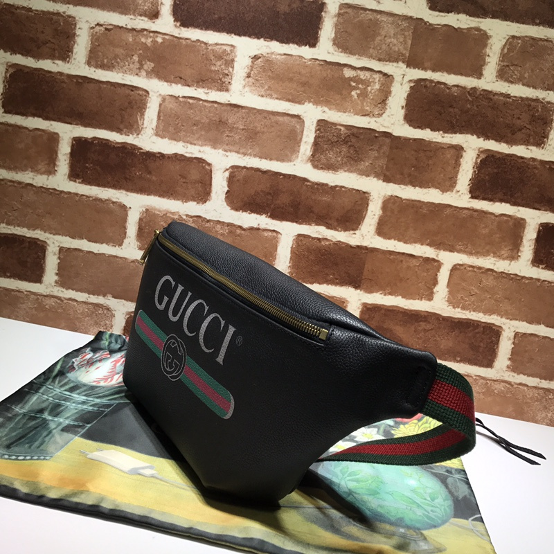 Replica Gucci Leather Belt Bag 493869 Black/White