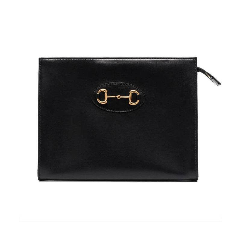 Replica Gucci 1955 Horsebit-Embellished Leather Pouch 621890