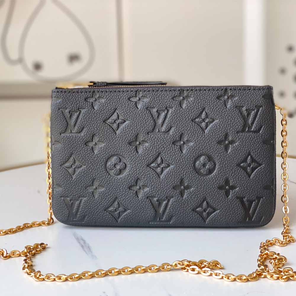 Replica Louis Vuitton Aaa- Double Zip Pochette M68568 Black/Blue